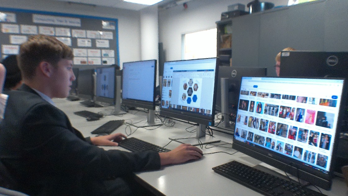 Students using computers in a classroom