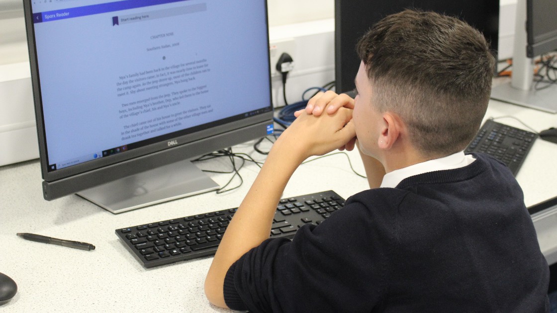 A student using Sparx Reader.