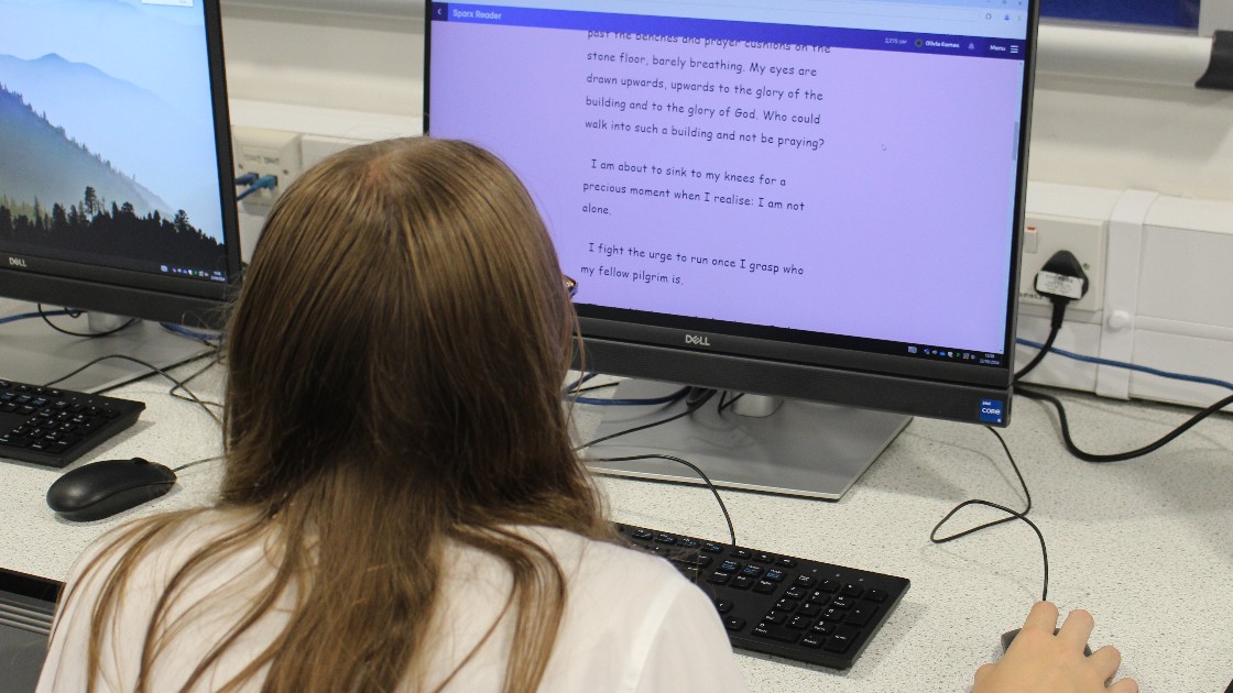A student using Sparx Reader.