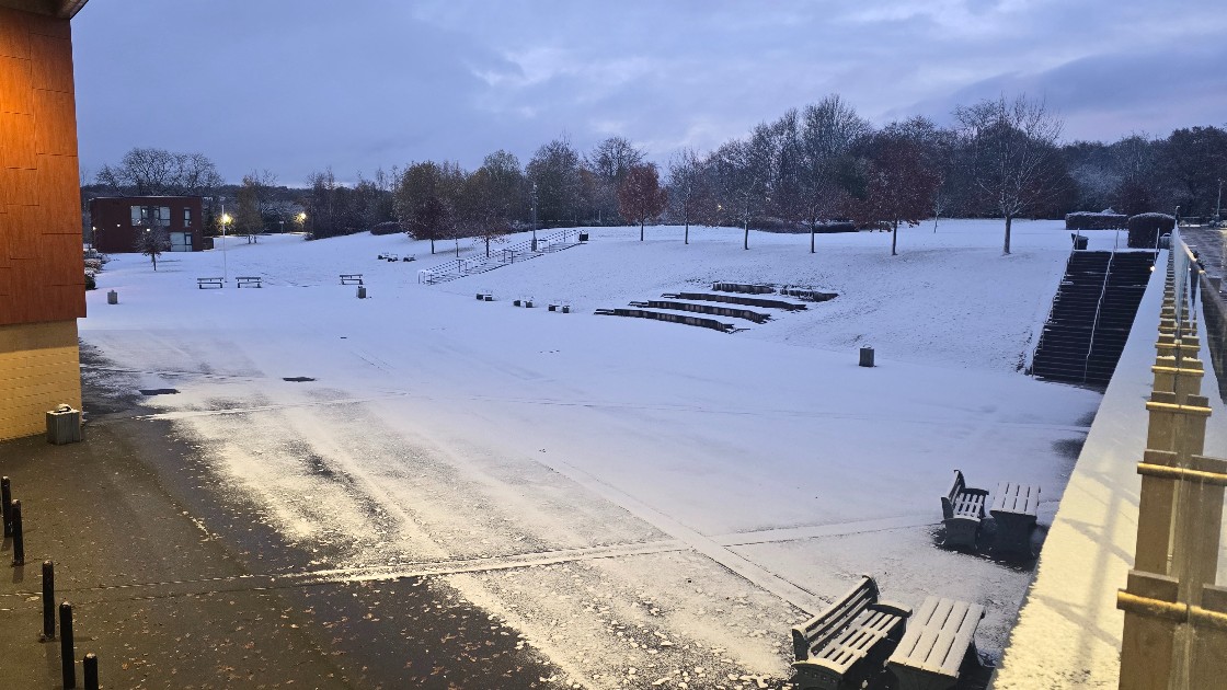 Playground covered in snow